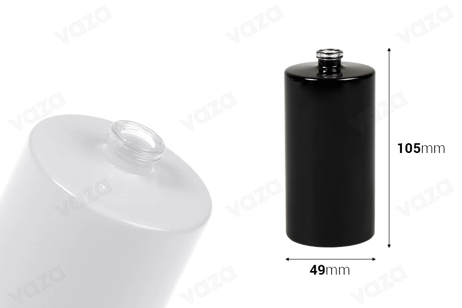 Μπουκάλι αρωμάτων 100 ml στρογγυλό με κλείσιμο ασφαλείας ''Crimp'' 15 mm σε λευκό ή μαύρο χρώμα-εικόνα_διαστάσεις