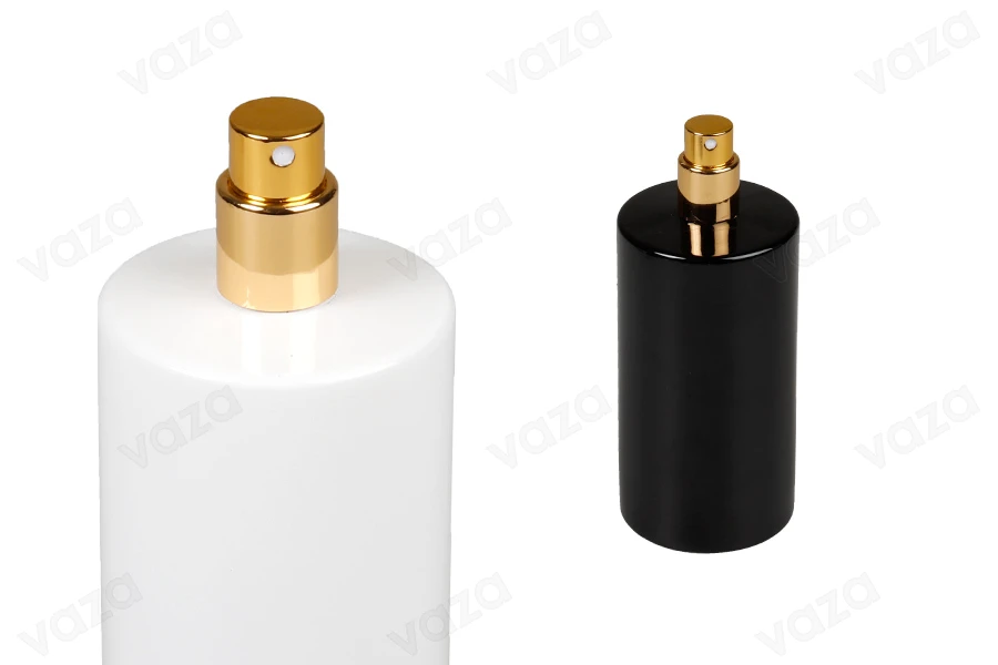 Μπουκάλι αρωμάτων 100 ml στρογγυλό με κλείσιμο ασφαλείας ''Crimp'' 15 mm σε λευκό ή μαύρο χρώμα-εικόνα_σύνθεση
