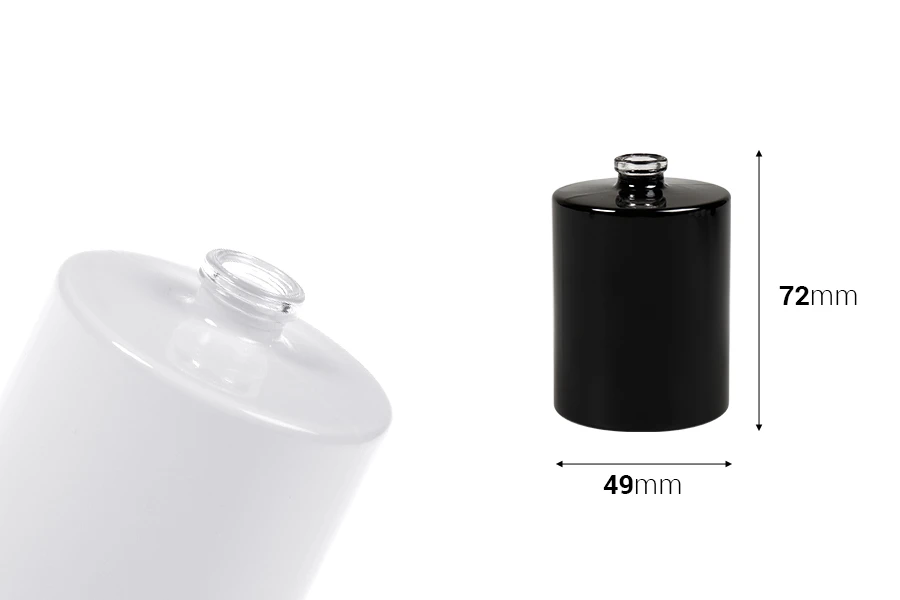 Μπουκάλι αρωμάτων 50 ml στρογγυλό με κλείσιμο ασφαλείας ''Crimp'' 15 mm σε λευκό ή μαύρο χρώμα