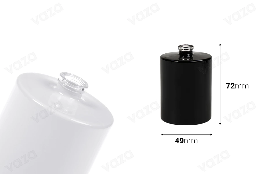 50 ml runde Parfümflasche mit Crimp-Sicherheitsverschluss. 15 mm 50 ml runde Parfümflasche mit Crimp-Sicherheitsverschluss. 15 mm-bildabmessungen