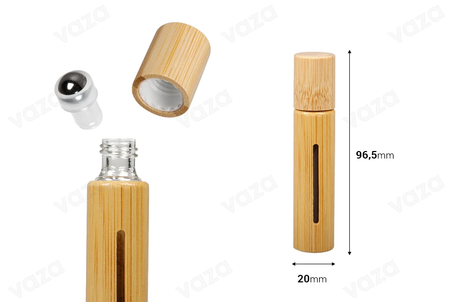 Roll-on-Flasche 10 ml Bambus (Glas innen) mit Metallkugel - 6 Stk Roll-on-Flasche 10 ml Bambus (Glas innen) mit Metallkugel - 6 Stk-bildabmessungen