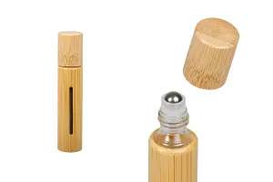 Flacon roll-on 10ml bambou (verre à l'intérieur) avec bille métal - 6 pcs-1