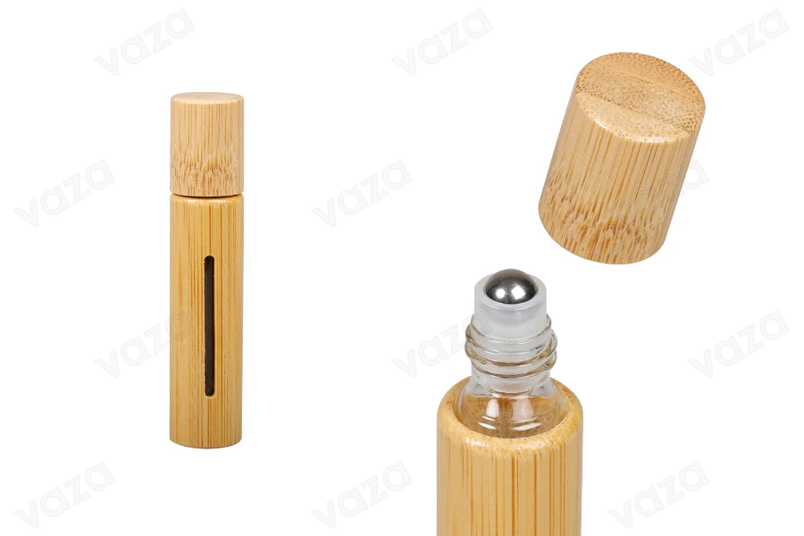 Roll-on-Flasche 10 ml Bambus (Glas innen) mit Metallkugel - 6 Stk Roll-on-Flasche 10 ml Bambus (Glas innen) mit Metallkugel - 6 Stk-produktbild