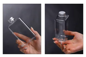 Bottle plastic (PET) 300 ml in clear color with cap for milk, juice, beverages - 6 pcs-5