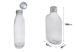 Bottle plastic (PET) 350 ml in clear color with cap for milk, juice, beverages - 6 pcs-2