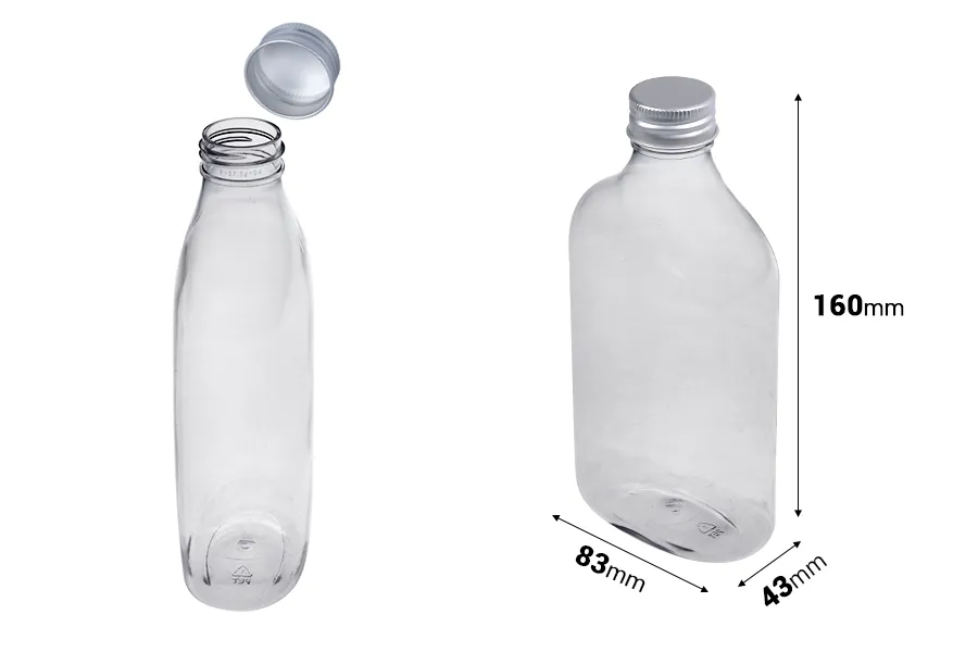 Μπουκάλι πλαστικό (PET) 350 ml διάφανο σε σχήμα πλακέ - φλασκί με καπάκι αλουμινίου - 6 τμχ Μπουκάλι πλαστικό (PET) 350 ml διάφανο σε σχήμα πλακέ - φλασκί με καπάκι αλουμινίου - 6 τμχ