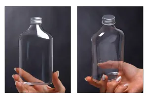 Bottle plastic (PET) 350 ml in clear color with cap for milk, juice, beverages - 6 pcs-6