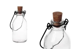 Glasflasche mit metallischem Henkel und Spitzkorken 100ml-1
