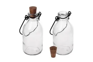 Glasflasche mit metallischem Henkel und Spitzkorken 100ml-3