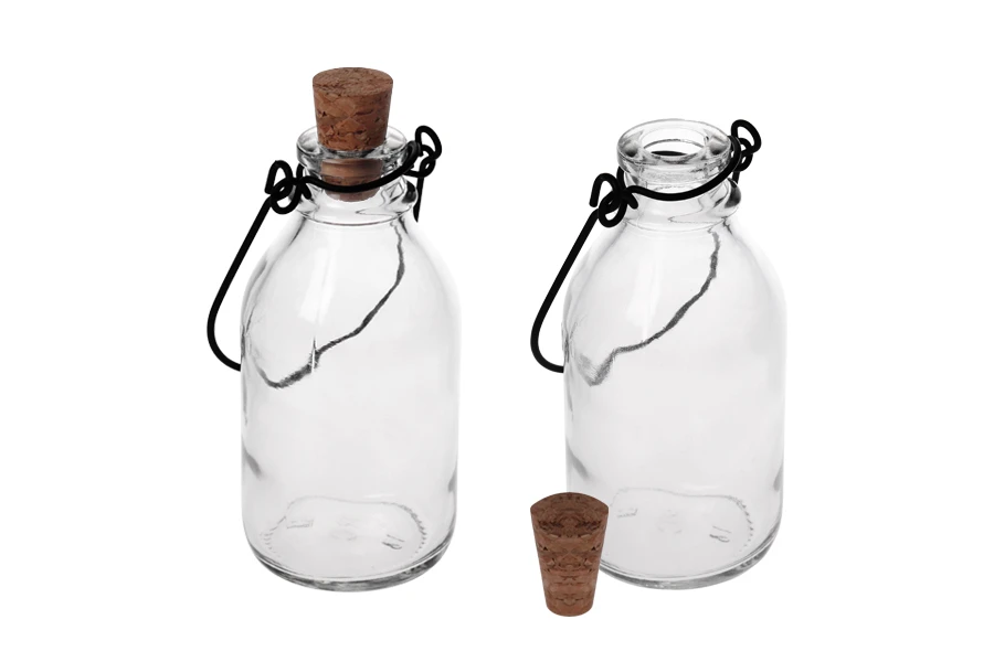 100ml glass bottle with metal hanger and cone cork stopper 100ml glass bottle with metal hanger and cone cork stopper