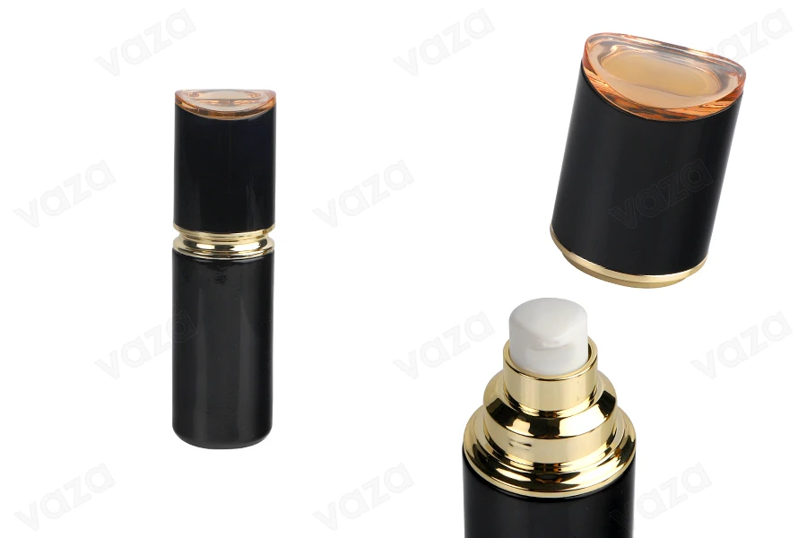 Γυάλινο μπουκάλι 40 ml πολυτελείας σε μαύρο χρώμα με αντλία κρέμας και ακρυλικό καπάκι-εικόνα_προϊοντική