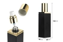 Luxury 100 ml glass bottle in black matte color with gold cap and cream pump Luxury 100 ml glass bottle in black matte color with gold cap and cream pump