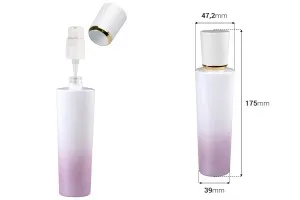 Γυάλινο μπουκάλι 100 ml πολυτελείας σε μωβ λευκό χρώμα με αντλία κρέμας και ακρυλικό καπάκι-2