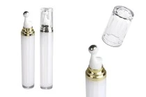Acrylic bottle 20 ml in cylindrical shape for cosmetic use with roll on and cap Acrylic bottle 20 ml in cylindrical shape for cosmetic use with roll on and cap