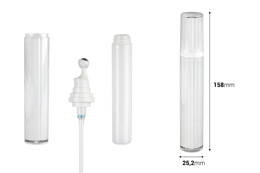 Μπουκαλάκι ακρυλικό 20 ml για καλλυντική χρήση σε λευκό ιριδίζον χρώμα με αντλία roll-on και καπάκι