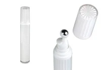 Μπουκαλάκι ακρυλικό 20 ml για καλλυντική χρήση σε λευκό ιριδίζον χρώμα με αντλία roll-on και καπάκι