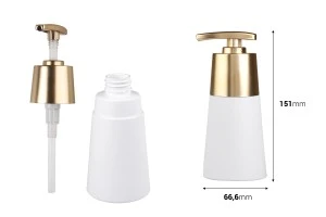 Πλαστικό PET μπουκάλι 200 ml λευκό ματ με χρυσή ματ αντλία-2