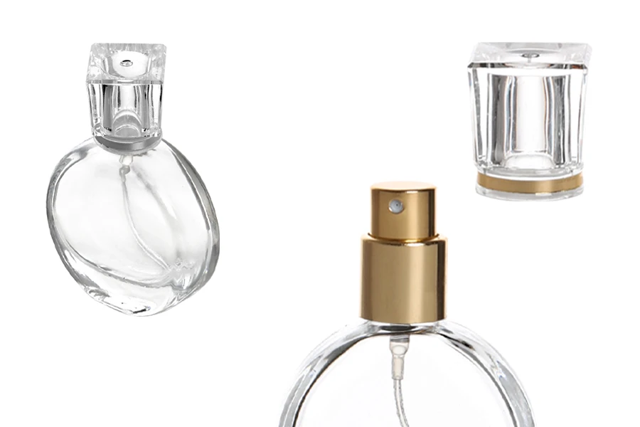 Transparent 25ml perfume glass bottle with spray pump and transparent cap Transparent 25ml perfume glass bottle with spray pump and transparent cap