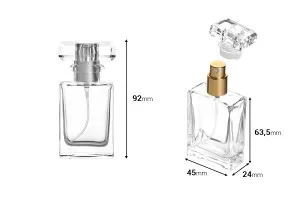 Φιάλη αρωμάτων γυάλινη 30 ml διάφανη με σπρέι και καπάκι-2