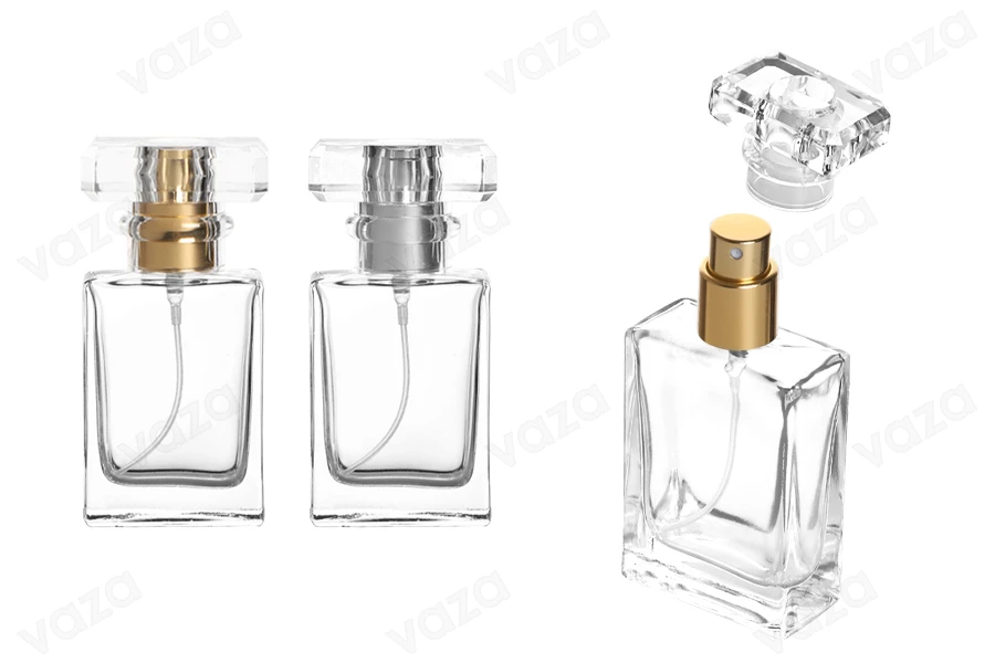 Transparent 30ml perfume glass bottle with spray pump and cap Transparent 30ml perfume glass bottle with spray pump and cap-image_product