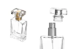 Φιάλη αρωμάτων γυάλινη 30 ml διάφανη με σπρέι και καπάκι-3