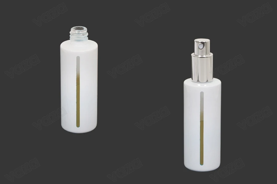 Weiße 50-ml-Parfümflasche aus Glas mit 18/415-Finish Weiße 50-ml-Parfümflasche aus Glas mit 18/415-Finish-bildgruppe