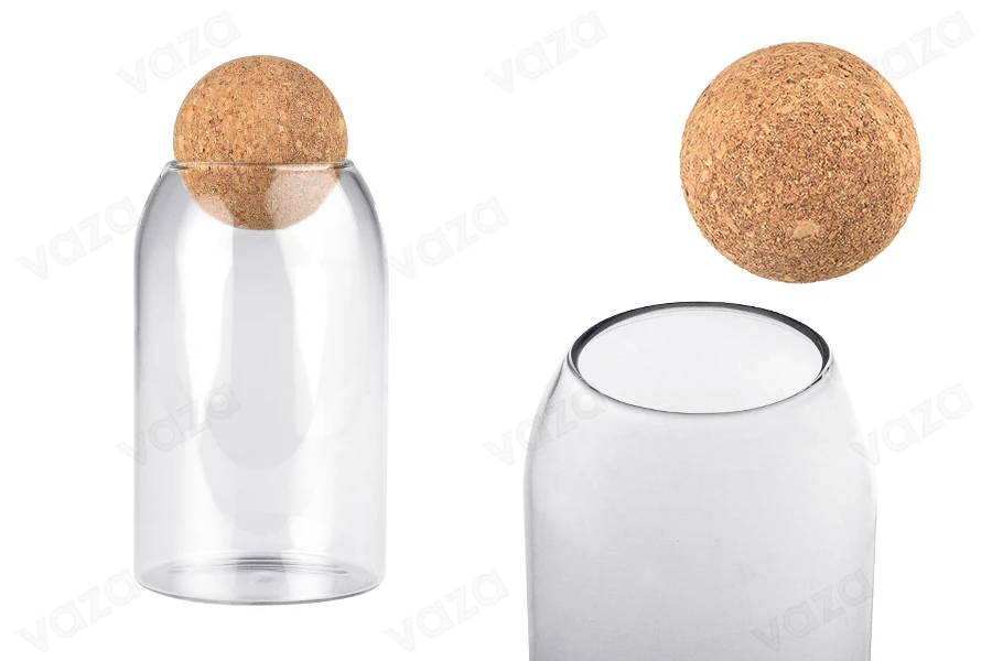 Γυάλινο δοχείο 800 ml διάφανο με φυσικό φελλό σε σφαιρικό σχήμα Γυάλινο δοχείο 800 ml διάφανο με φυσικό φελλό σε σφαιρικό σχήμα-εικόνα_προϊοντική
