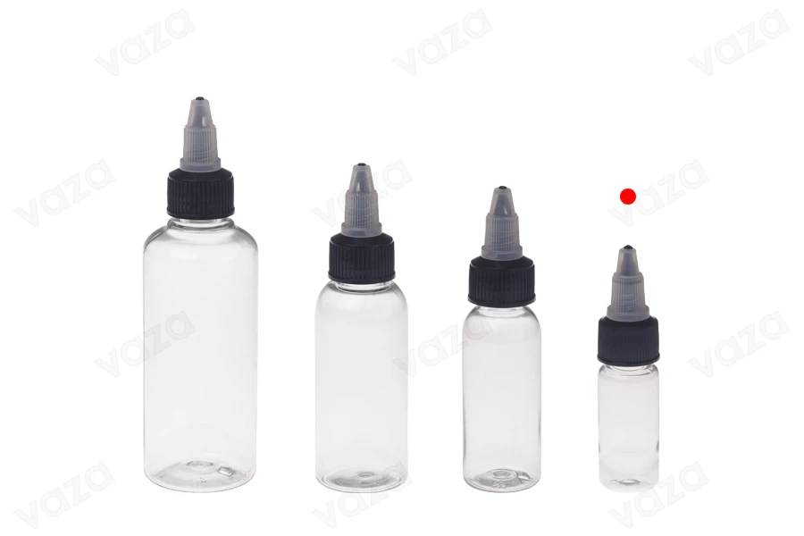Bouteille PET de 10 ml avec bouchon unicorn noir pour cigarette électronique - 50 pcs Bouteille PET de 10 ml avec bouchon unicorn noir pour cigarette électronique - 50 pcs-photo_groupe