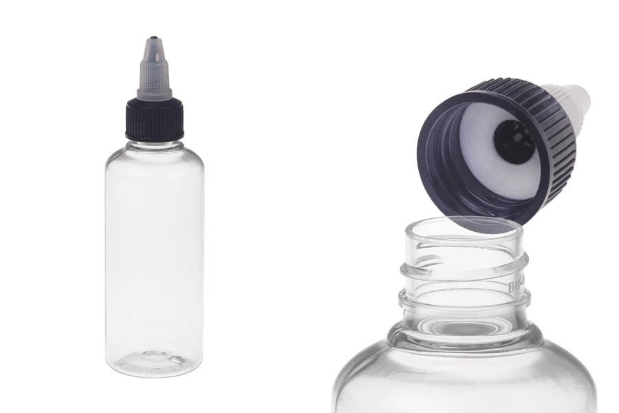 PET-Flasche 100ml mit Einhorndeckel für E-Liquid - 50 Stücke