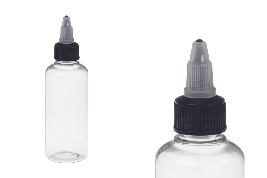 PET-Flasche 100ml mit Einhorndeckel für E-Liquid - 50 Stücke
