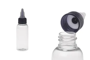 Bouteille PET de 50 ml avec bouchon unicorn noir pour cigarette électronique - 50 pcs-1