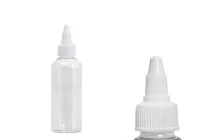 PET-Flasche 100 ml transparent mit weißem twist up Deckel für E- Liquids 50 Stücke PET-Flasche 100 ml transparent mit weißem twist up Deckel für E- Liquids 50 Stücke
