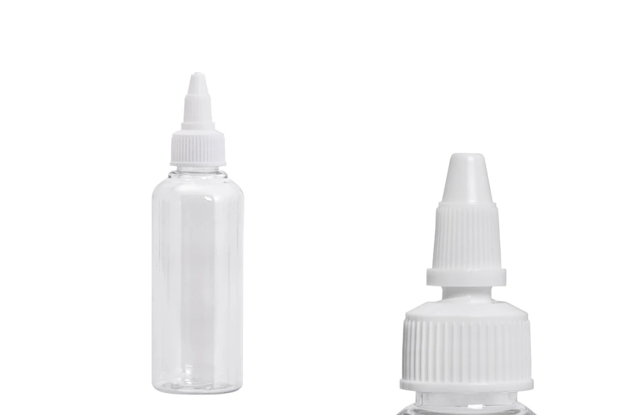 PET-Flasche 100 ml transparent mit weißem twist up Deckel für E- Liquids 50 Stücke PET-Flasche 100 ml transparent mit weißem twist up Deckel für E- Liquids 50 Stücke