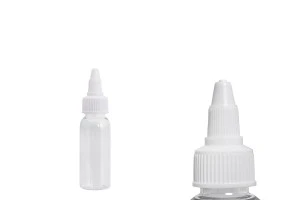 Bouteille transparente PET de 30 ml avec bouchon torsadé unicorn blanc pour cigarette électronique - 50 pcs-1