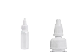 Bouteille transparente PET de 30 ml avec bouchon torsadé unicorn blanc pour cigarette électronique - 50 pcs-2