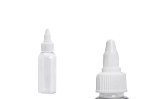 Bouteille transparente PET de 50 ml avec bouchon torsadé blanc unicorn pour cigarette électronique - 50 pcs-1