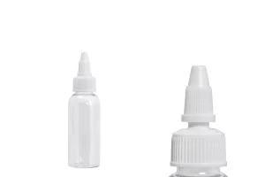 Bouteille transparente PET de 50 ml avec bouchon torsadé blanc unicorn pour cigarette électronique - 50 pcs-2