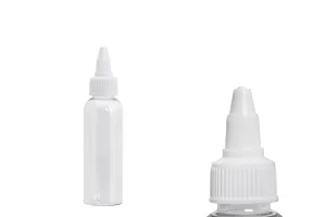 Bouteille transparente PET de 60 ml avec bouchon torsadé unicron blanc pour cigarette électronique - 50 pcs-1