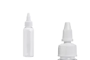 Bouteille transparente PET de 60 ml avec bouchon torsadé unicron blanc pour cigarette électronique - 50 pcs-2