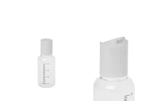 Transparent 35ml graduated plastic bottle with white disc top cap - available in a package with 24 pcs-2