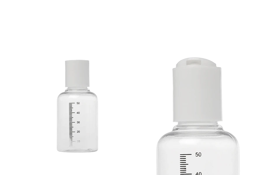 Μπουκαλάκι 50 ml πλαστικό, διάφανο με διαβάθμιση και λευκό καπάκι disk top - 24 τμχ Μπουκαλάκι 50 ml πλαστικό, διάφανο με διαβάθμιση και λευκό καπάκι disk top - 24 τμχ