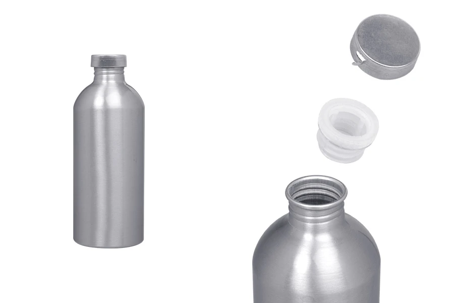 Φιάλη αλουμινίου 500ml για αποθήκευση essence, αρωμάτων και αλκοολούχων διαλυμάτων με βιδωτή τάπα και κάλυμμα αλουμινίου Φιάλη αλουμινίου 500ml για αποθήκευση essence, αρωμάτων και αλκοολούχων διαλυμάτων με βιδωτή τάπα και κάλυμμα αλουμινίου