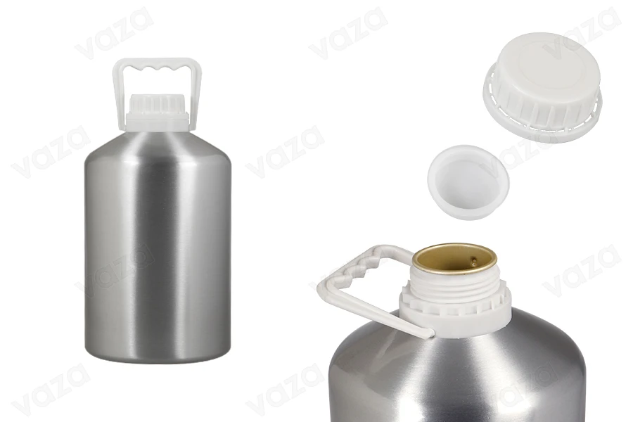 Aluminum bottle 5000 ml for storing essence, perfumes and alcoholic solutions with tamper-evident cap Aluminum bottle 5000 ml for storing essence, perfumes and alcoholic solutions with tamper-evident cap-image_product