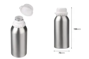 500ml aluminum bottle for storing essences, perfumes and alcohol solutions with white plastic safety cap and plug-2