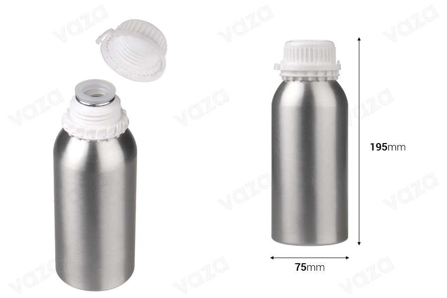 Αλουμινένια φιάλη 500ml για αποθήκευση essence, αρωμάτων και αλκοολούχων διαλυμάτων με τάπα και πλαστικό λευκό καπάκι ασφαλείας Αλουμινένια φιάλη 500ml για αποθήκευση essence, αρωμάτων και αλκοολούχων διαλυμάτων με τάπα και πλαστικό λευκό καπάκι ασφαλείας-εικόνα_διαστάσεις