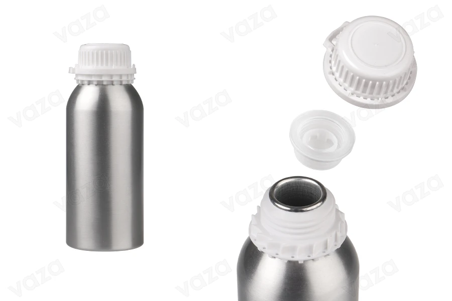 Αλουμινένια φιάλη 500ml για αποθήκευση essence, αρωμάτων και αλκοολούχων διαλυμάτων με τάπα και πλαστικό λευκό καπάκι ασφαλείας Αλουμινένια φιάλη 500ml για αποθήκευση essence, αρωμάτων και αλκοολούχων διαλυμάτων με τάπα και πλαστικό λευκό καπάκι ασφαλείας-εικόνα_προϊοντική