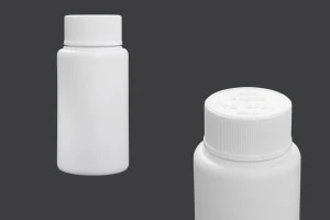 Bottiglietta di plastica da 80 ml per prodotti farmaceutici con tappo a sicurezza.-1