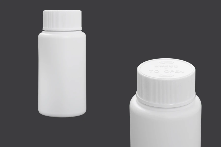 Flasche 80 ml aus Kunststoff für pharmazeutische Produkte mit Sicherheitsverschluss Flasche 80 ml aus Kunststoff für pharmazeutische Produkte mit Sicherheitsverschluss