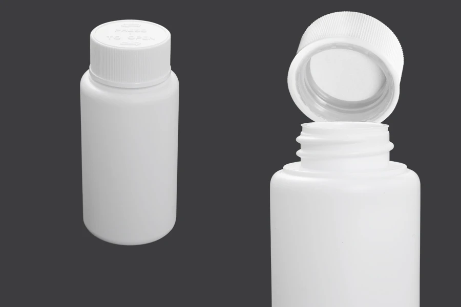Flasche 80 ml aus Kunststoff für pharmazeutische Produkte mit Sicherheitsverschluss Flasche 80 ml aus Kunststoff für pharmazeutische Produkte mit Sicherheitsverschluss
