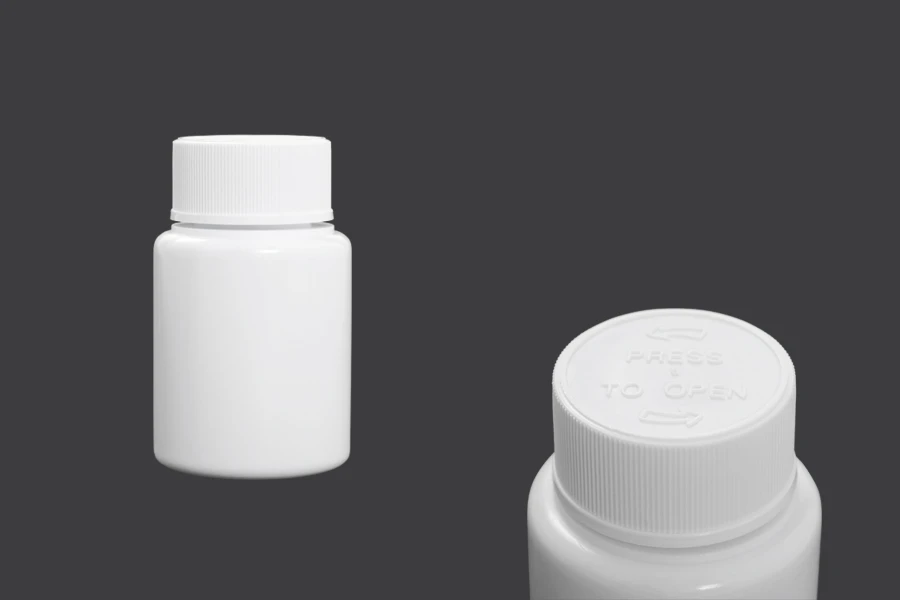50ml pill and capsule plastic jar with child-resistant cap - available in a package with 12 pcs. 50ml pill and capsule plastic jar with child-resistant cap - available in a package with 12 pcs.